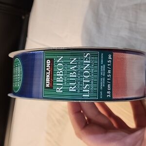 NEW Kirkland Metallic Blue/Silver Reversible Wire-edged Ribbon 50 yds